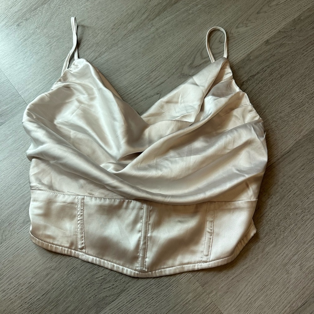 La Hearts Cream Satin Camisole Top